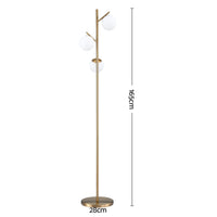 Artiss 3-Light Tree Floor Lamp 165cm Tall Standing Light with Sphere Glass Shades for Modern Homes