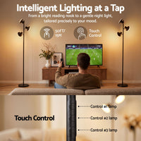 Artiss LED Tree Floor Lamp, 36W Modern Dimmable Standing Lamp with Remote & Touch Control, 4 Color Temperatures, 3 Rotatable LED Light Floor Lamps for Living Room, Bedroom, Office
