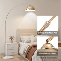 Artiss Modern Arched Floor Lamp Gold Brass Standing Heavy-Duty Marble Base for Living Room Bedroom