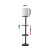 Floor Lamp 3 Tier Shelf Storage LED Light Stand Home Room Vintage Round