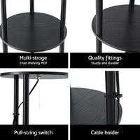 Floor Lamp 3 Tier Shelf Storage LED Light Stand Home Room Vintage Round