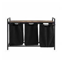 Artiss Laundry Basket with 3 Pull-out Bags Metal Frame Black