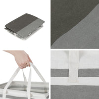 2X Laundry Basket Hamper Foldable White Grey