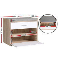 Shoe Rack Cabinet Bench 8 Pairs White Niva