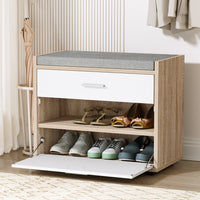 Shoe Rack Cabinet Bench 8 Pairs White Niva