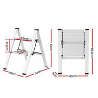 Giantz 2 Step Ladder Multi-Purpose Folding Aluminium Light Weight Platform