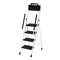 4 Step Ladder Multi-Purpose Folding Steel Platform Tool Bag Handrails
