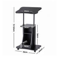 Artiss Mobile Podium Stand with Lockable Wheels Height Adjustable Laptop Desk Black