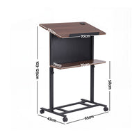 Artiss Mobile Lectern Podium Stand with Storage Shelf Height Adjustable Laptop Desk Black & Walnut