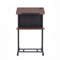 Artiss Mobile Lectern Podium Stand with Storage Shelf Height Adjustable Laptop Desk Black & Walnut