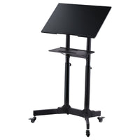 Artiss Mobile Lectern Stand, Adjustable Sit-to-Stand Presentation Podium w/ Wheels Black