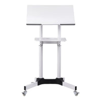 Artiss Mobile Lectern Stand, Adjustable Sit-to-Stand Presentation Podium w/ Wheels White