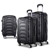 Wanderlite 3Set 20-24-28 Inch Luggage with TSA Lock Spinner Carry On Hard Shell Travel Suitcase Luggage Case Black