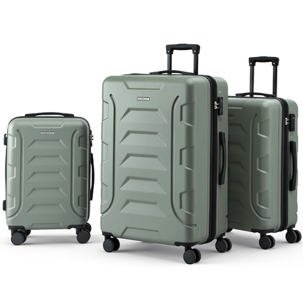 Wanderlite 3pcs Luggage Suitcase Set Trolley Travel TSA Lightweight Hard Case Grey Green