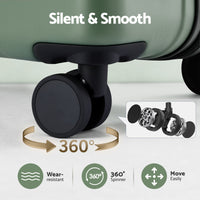 Wanderlite 3pcs Luggage Suitcase Set Trolley Travel TSA Lightweight Hard Case Grey Green