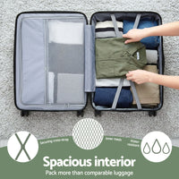 Wanderlite 3pcs Luggage Suitcase Set Trolley Travel TSA Lightweight Hard Case Grey Green