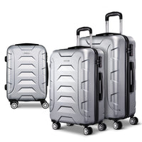 Wanderlite 3Set 20-24-28 Inch Luggage with TSA Lock Spinner Carry On Hard Shell Travel Suitcase Luggage Case Silver