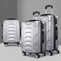 Wanderlite 3Set 20-24-28 Inch Luggage with TSA Lock Spinner Carry On Hard Shell Travel Suitcase Luggage Case Silver