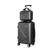 Wanderlite 2Set 20 Inch Luggage Case with 12 Inch Handheld Luggage Box Hard Shell Travel Suitcase TSA Lock Black