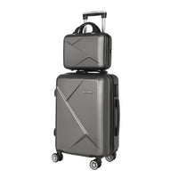 Wanderlite 2Set 20 Inch Luggage Case with 12 Inch Handheld Luggage Box Hard Shell Travel Suitcase TSA Lock Dark Grey