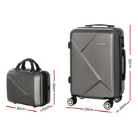 Wanderlite 2Set 20 Inch Luggage Case with 12 Inch Handheld Luggage Box Hard Shell Travel Suitcase TSA Lock Dark Grey