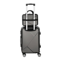 Wanderlite 2Set 20 Inch Luggage Case with 12 Inch Handheld Luggage Box Hard Shell Travel Suitcase TSA Lock Dark Grey