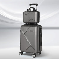 Wanderlite 2Set 20 Inch Luggage Case with 12 Inch Handheld Luggage Box Hard Shell Travel Suitcase TSA Lock Dark Grey