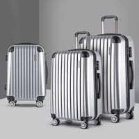 Wanderlite 20-24-28 Inch Luggage 3Set with TSA Lock Spinner Carry On Hard Shell Travel Suitcase Luggage Case Silver