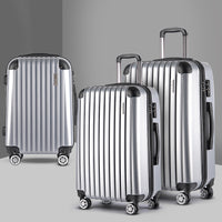 Wanderlite 20-24-28 Inch Luggage 3Set with TSA Lock Spinner Carry On Hard Shell Travel Suitcase Luggage Case Silver