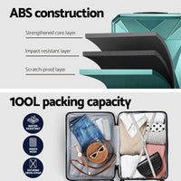 Wanderlite 28-inch Luggage Set with TSA Lock�ABS Hard Shell Travel Suitcase Organiser Luggage Case Atrovirens