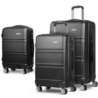 Wanderlite 3Set 20-24-28 Inch Luggage with TSA Lock Spinner Travel Suitcase Carry On Hard Shell Luggage Case Black