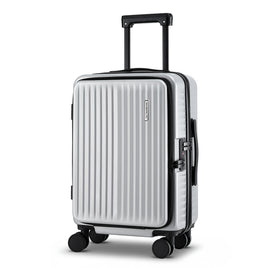 Wanderlite 20" Luggage Suitcase Front Pocket Travel Carry On Dual TSA Silver