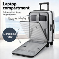 Wanderlite 20" Luggage Suitcase Front Pocket Travel Carry On Dual TSA Silver