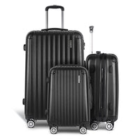 Wanderlite 3 Set Luggage 20-24-28 Inch with TSA Lock Spinner Hard Shell Travel Suitcase Luggage Organiser Case Black