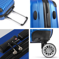 Wanderlite 3 Set Luggage 20-24-28 Inch with TSA Lock Spinner Hard Shell Travel Suitcase Luggage Organiser Case Blue