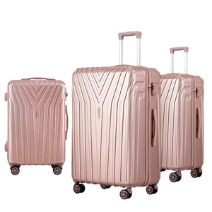 Wanderlite 3 Set Luggage 20-24-28 Inch Suitcase with TSA Lock Carry On Hard Shell Travel Luggage Organiser Case Pink