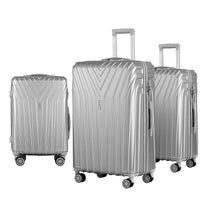 Wanderlite 3 Set Luggage 20-24-28 Inch Suitcase with TSA Lock Carry On Hard Shell Travel Luggage Organiser Case Silver