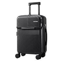 Wanderlite 20" Luggage Suitcase Front Pocket Travel Carry On TSA Black