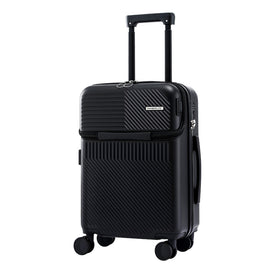 Wanderlite 20" Luggage Suitcase Front Pocket Travel Carry On TSA Black