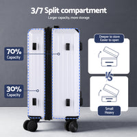 Wanderlite 2pcs Trunk Luggage Suitcase Travel Carry On TSA Lock 12" 20" White