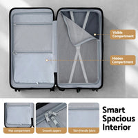 Wanderlite 28" Trunk Luggage Suitcase Travel 5 Wheels Type-C Port TSA Black