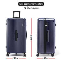 Wanderlite 32" Trunk Luggage Suitcase Travel TSA Type-C 5 Wheels Deep Indigo