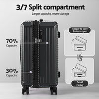 Wanderlite 20" Trunk Luggage Suitcase Travel Carry On TSA Lock Black