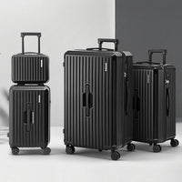 Wanderlite 4pcs Trunk Luggage Suitcase Set Travel Carry On TSA Lock Black