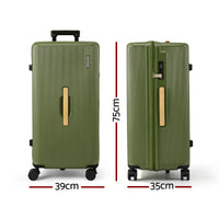 Wanderlite 28" Modern Vertical Trunk Luggage Suitcase Travel 5 Wheels Type-C TSA Olive Green