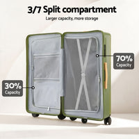 Wanderlite 28" Modern Vertical Trunk Luggage Suitcase Travel 5 Wheels Type-C TSA Olive Green