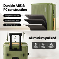 Wanderlite 28" Modern Vertical Trunk Luggage Suitcase Travel 5 Wheels Type-C TSA Olive Green