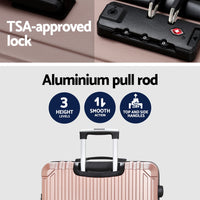 Wanderlite 28-inch Luggage Set with TSA Lock�ABS Hard Shell Travel Suitcase Organiser Luggage Case Rose Gold