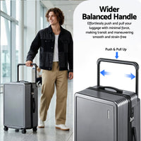 Wanderlite 28" Wide Handle Luggage Suitcase Travel TSA Lock Anthracite Grey