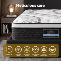 Giselle 32cm Euro Top King Single Mattress 5-Zone and Artiss Boucle Bed Frame Set